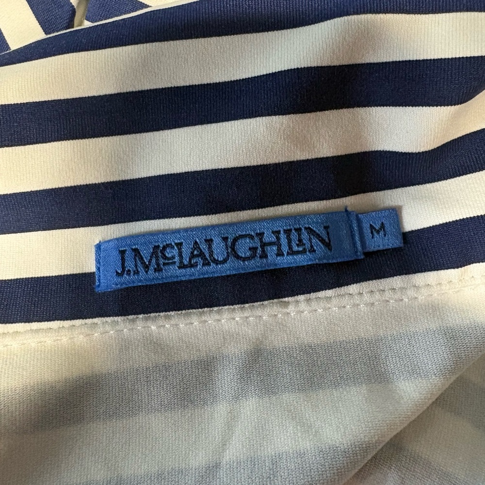 J McLaughlin dress maxi Catalina cloth Navy blue White Stripe polo collar medium - Picture 3 of 4